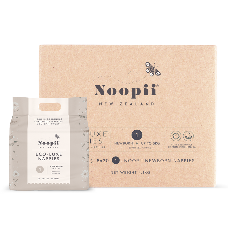 Noopii Newborn nappy subscription deal - premium NZ newborn nappies. 