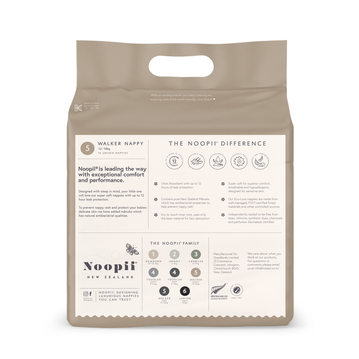 Noopii Walker Nappies - Premium NZ nappies with 12 hour leak protection